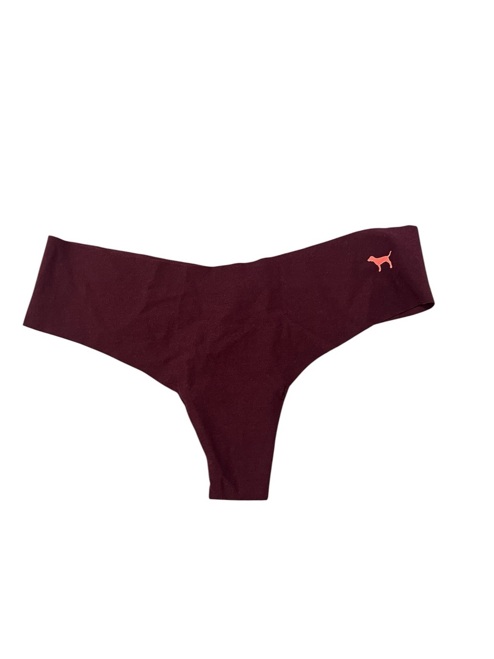 NWT PINK Victoria's Secret No-Show Thong Panty in Burgundy